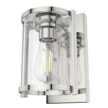 1 Light Astwood Wall Sconce Lighting Hunter Polished Nickel - Clear