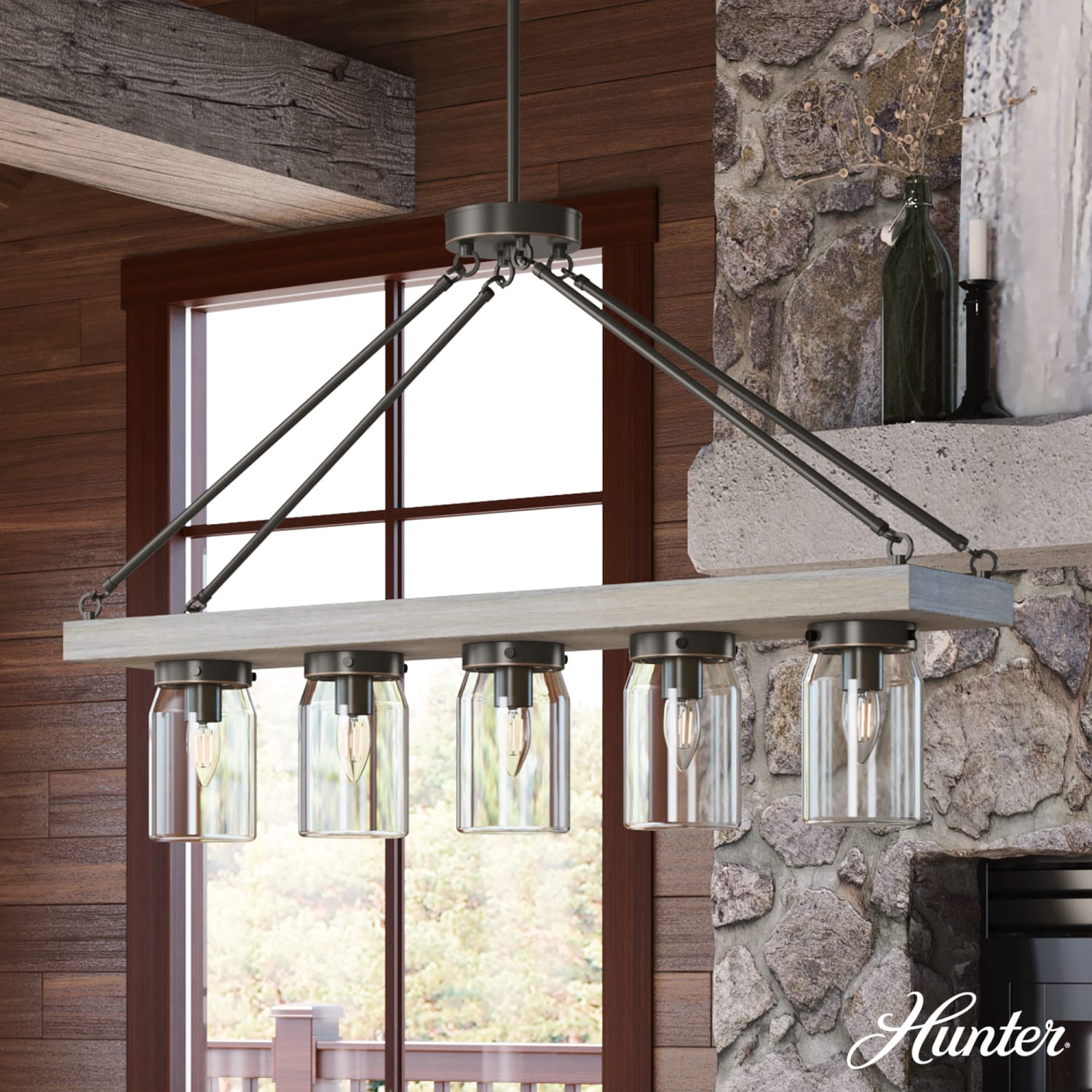 Hunter Devon Park 5 Light Linear Chandelier Ceiling Light – Hunter Fan