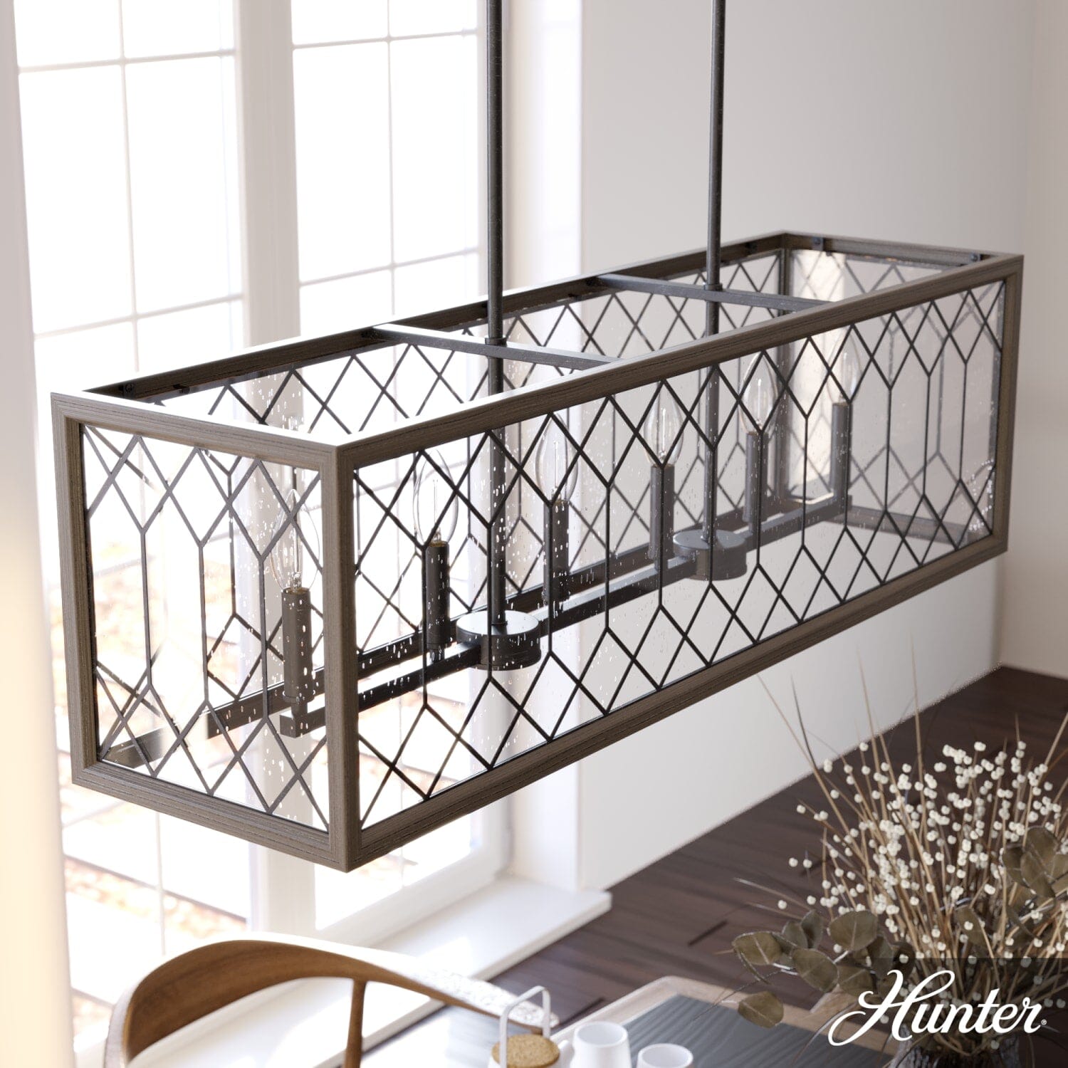 Hunter Chevron 6 Light Linear Chandelier Ceiling Light – Hunter Fan