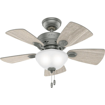 34 inch Watson with Light Ceiling Fans Hunter Matte Silver - Light Gray Oak