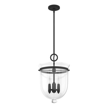 4 Light Belltown Pendant Lighting Hunter Natural Black Iron - Clear