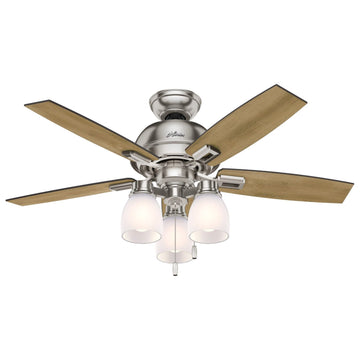 44 inch Donegan with 3 Lights Ceiling Fans Hunter Brushed Nickel - Distressed Oak
