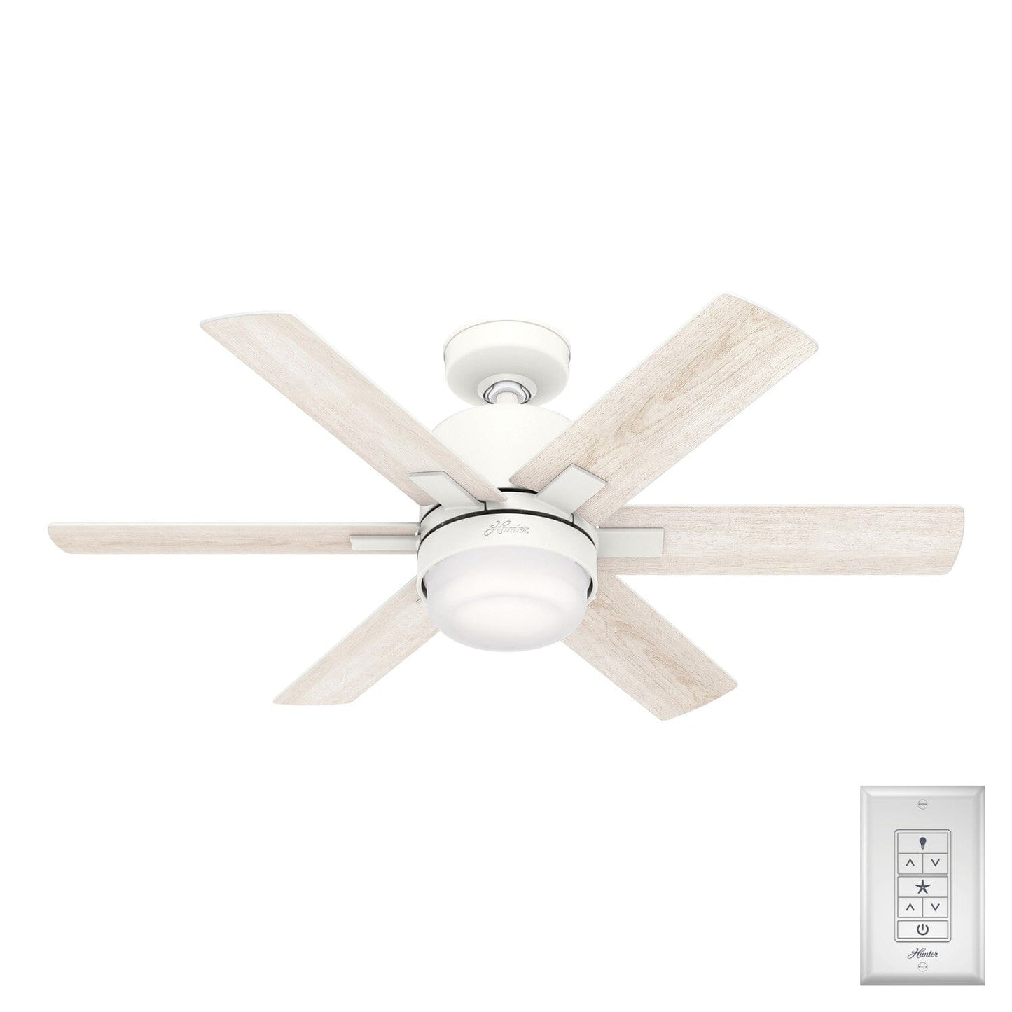 44 Inch Radeon Smart fan with LED Light Ceiling Fans Hunter Matte White - Bleached Alder