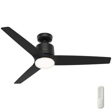 Ceiling fan with light in matte black finish