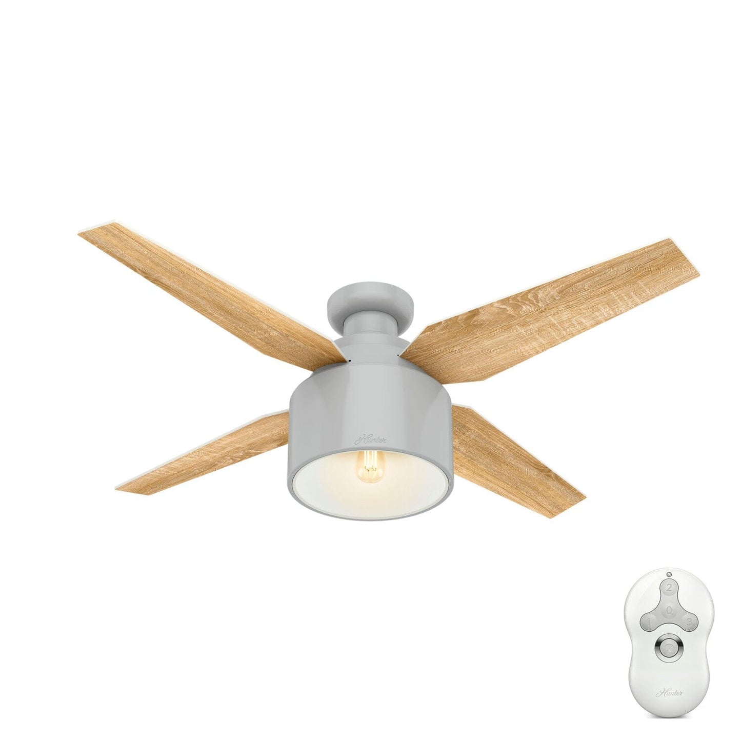 52 inch Cranbrook Low Profile with Light Ceiling Fans Hunter Dove Grey - Drifted Oak 