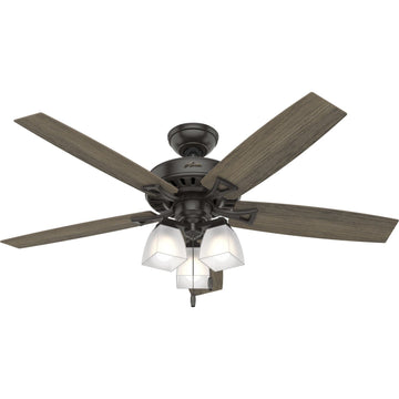 52 inch Everdeen with LED Light Ceiling Fans Hunter Noble Bronze - Warm Grey Oak