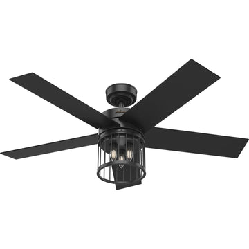 52 inch Everlee with LED light Ceiling Fans Hunter Matte Black - Matte Black