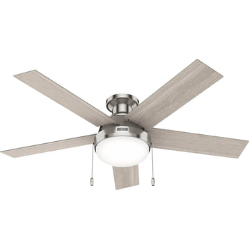 52 Inch Germantown with LED light Ceiling Fans Hunter Brushed Nickel - Light Gray Oak