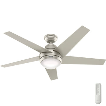 52 Inch Indio with LED Light Ceiling Fans Hunter Matte Nickel - Matte Nickel