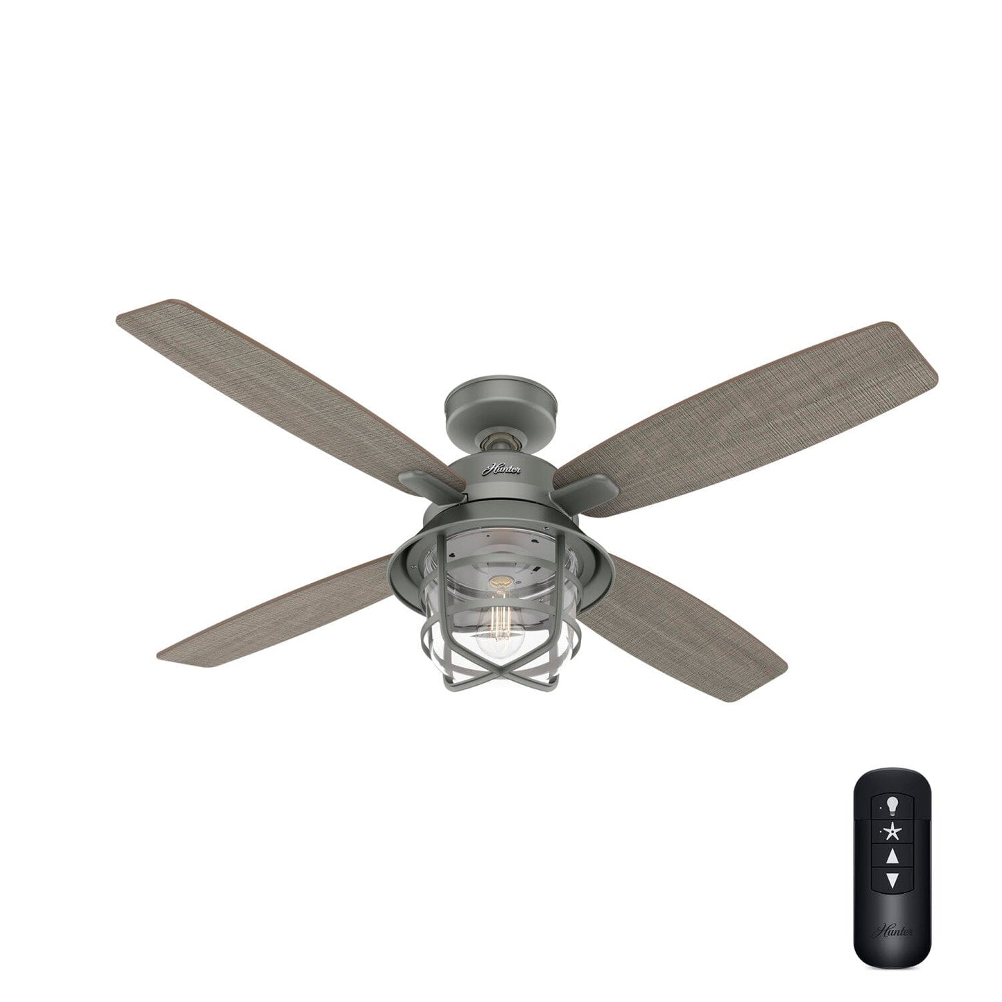 52 inch Port Royale with Light Ceiling Fans Hunter Matte Silver - Grey Walnut Stripe 