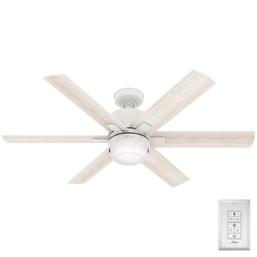 52 Inch Radeon Smart fan with LED Light Ceiling Fans Hunter Matte White - Bleached Alder