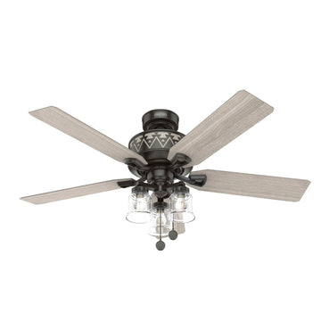 52 inch Ranchero with LED lights Ceiling Fans Hunter Noble Bronze - Light Gray Oak