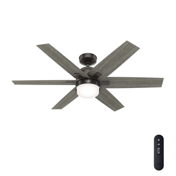52 Inch Riesling with LED light Ceiling Fans Hunter Noble Bronze - Dark Gray Oak