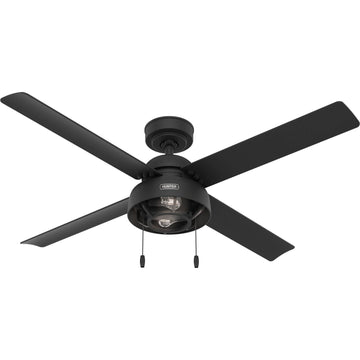 52 Inch Spring Valley Outdoor with LED Light Ceiling Fans Hunter Matte Black - Matte Black