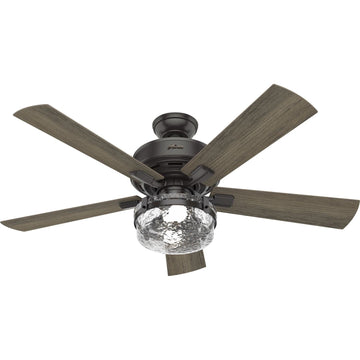 52 inch Wayside with LED light Ceiling Fans Hunter Noble Bronze - Warm Grey Oak