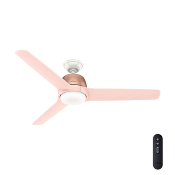 Norden with Light and Remote Control 54 inch Ceiling Fans Hunter Satin Copper - Blush Featherwood