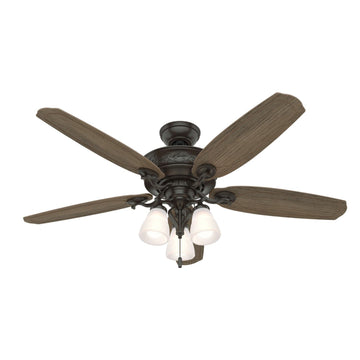 54 inch Osbourne with LED 3 light Ceiling Fans Hunter Noble Bronze - Warm Grey Oak