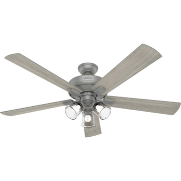 60 inch Crestfield with 3 LED Lights Ceiling Fans Hunter Matte Silver - Light Gray Oak