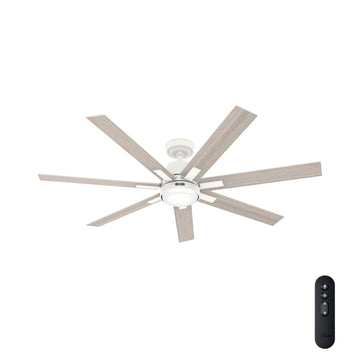 60 inch Loflin with LED Light Ceiling Fans Hunter Matte White - Light Gray Oak