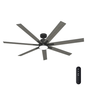 70 inch Loflin with LED Light Ceiling Fans Hunter Matte Black - Dark Gray Oak
