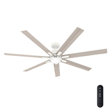 70 inch Loflin with LED Light Ceiling Fans Hunter Matte White - Light Gray Oak