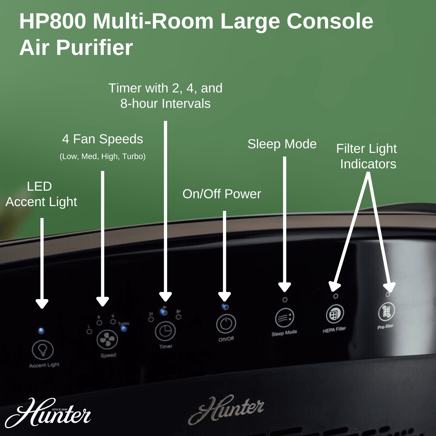 HP800 Multi-Room Large Console Air Purifier Hunter Pure Air