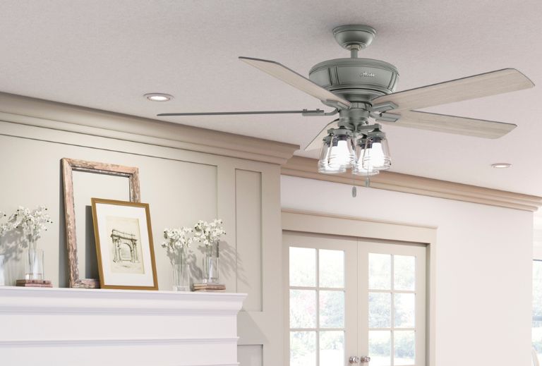 Grantham ceiling fan in matte silver finish.