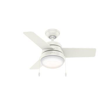 Aker with LED Light 36 inch Ceiling Fans Hunter Fresh White - Fresh White
