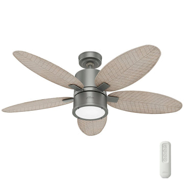 Amaryllis Outdoor with LED Light 52 inch Ceiling Fans Hunter Matte Silver - Brushed Gray Oak