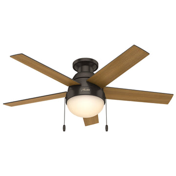 Anslee Low Profile with LED Light 46 inch Ceiling Fans Hunter Premier Bronze - Dark Walnut
