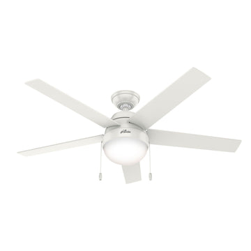 Anslee with LED Light 52 inch Ceiling Fans Hunter Fresh White - Natural Wood