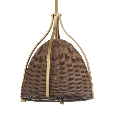 Arcelia Rattan Shade 1 Light Medium 12 Inch Pendant Lighting Hunter Alturas Gold - Sable
