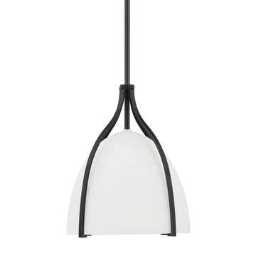 Arcelia White Glass 1 Light Medium 12 Inch Pendant Lighting Hunter Matte Black - Cased White