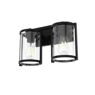 Astwood 2 Light Vanity Lighting Hunter Matte Black - Clear
