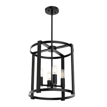Astwood 4 Light Chandelier 16 Inch Lighting Hunter Matte Black - Clear