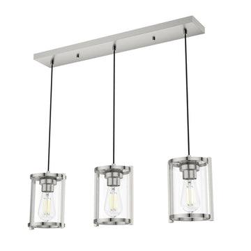 Astwood Linear Cluster 3 Light Lighting Hunter Polished Nickel - Clear