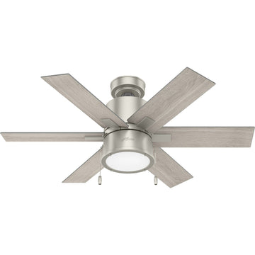 Bassett with LED light 44 inch Ceiling Fans Hunter Matte Nickel - Light Gray Oak
