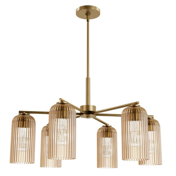 Beverly Glen Jasmine Roth 6 Light Large 31 Inch Chandelier Lighting Hunter Luxe Gold - Amber