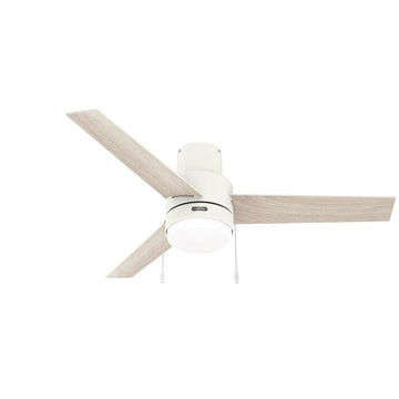 Brunner Low Profile with LED Light 52 inch Ceiling Fans Hunter Matte White - Light Oak