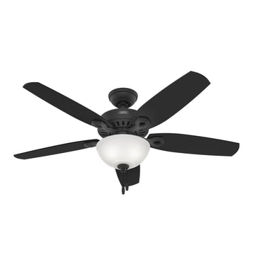 Builder Deluxe with Light 52 inch Ceiling Fans Hunter Matte Black - Matte Black