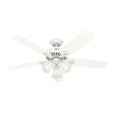 Builder Plus with 3 Lights 52 inch Ceiling Fans Hunter Snow White - Snow White