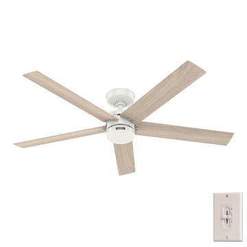 Burton Outdoor 52 inch Ceiling Fans Hunter Fresh White - Light Oak