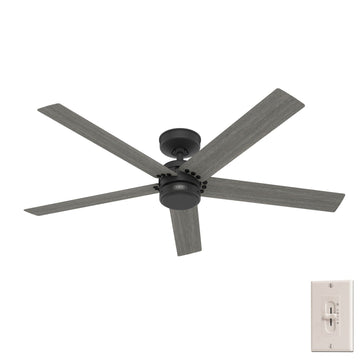 Burton Outdoor 52 inch Ceiling Fans Hunter Matte Black - Dark Gray Oak