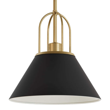 Carrington Isle 1 Light 12 Inch Pendant Lighting Hunter Matte Black - Luxe Gold