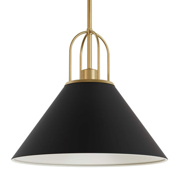 Carrington Isle 1 Light 16 Inch Pendant Lighting Hunter Matte Black - Luxe Gold