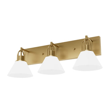 Carrington Isle 3 Light Vanity Lighting Hunter Luxe Gold - Cased White Glass