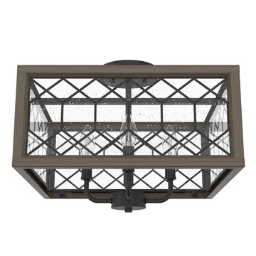Chevron 4 Light Semi-Flush Mount Lighting Hunter Rustic Iron - French Oak
