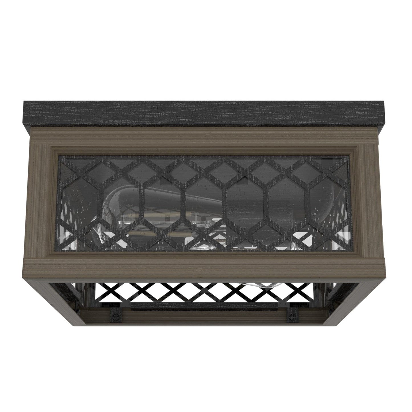 Chevron Flush Mount Lighting Hunter Rustic Iron - French Oak