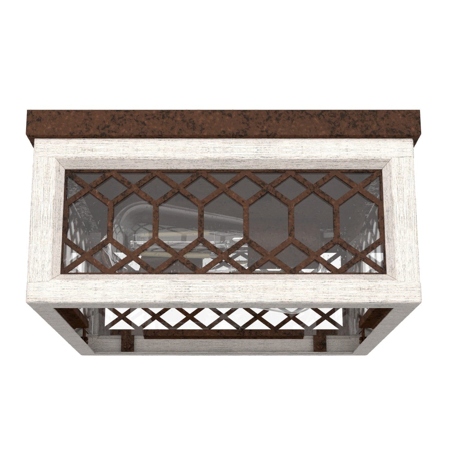 Chevron Flush Mount Lighting Hunter Textured Rust - Distressed White
