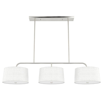 Cottage Hill 6 Light 3 Shade Linear Chandelier Lighting Hunter Brushed Nickel - Off White Linen